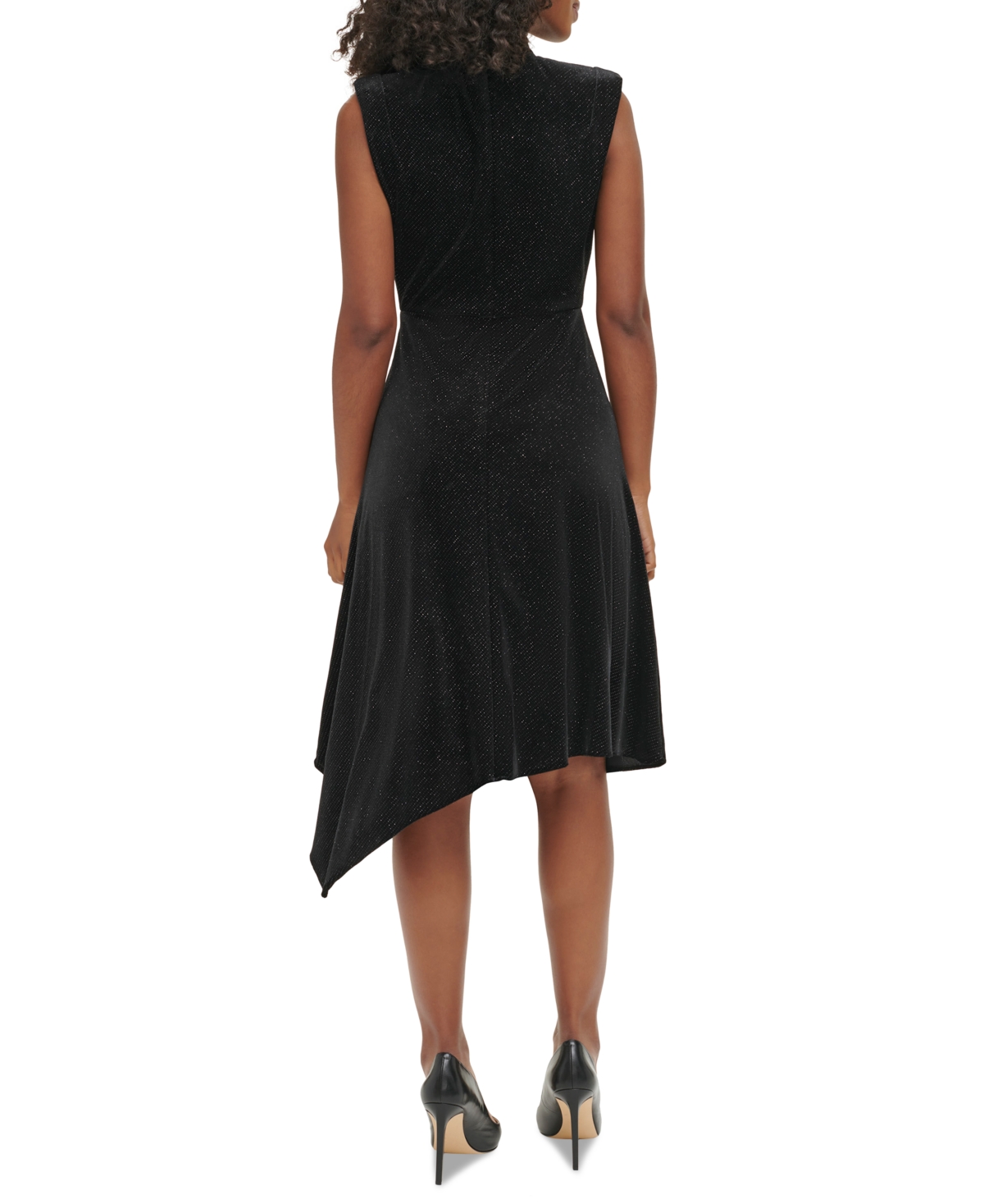 Shop Karl Lagerfeld Women's Metallic Velvet Midi Dress In Black