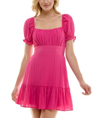 Speechless - Juniors' Scoop-Neck Smocked-Back Chiffon Dress