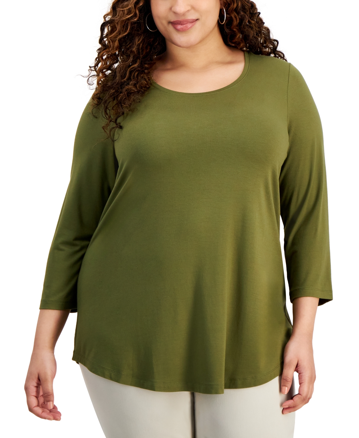 Plus Size Scoopneck Top, Created for Macy's - Claret Ros
