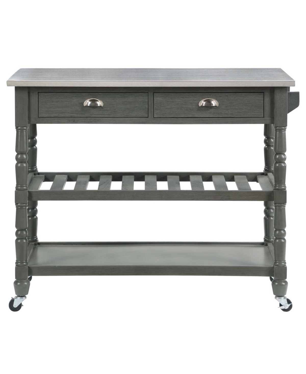 Convenience Concepts French Country Medium Density Fiberboard (Mdf) 3 Tier Stainless Steel Kitchen Cart - Stainless Steel