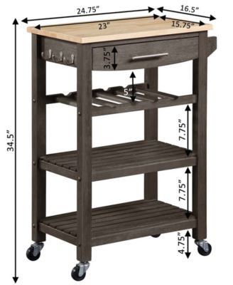 Ellaine 24.75" Wood Butcher Block Kitchen Cart