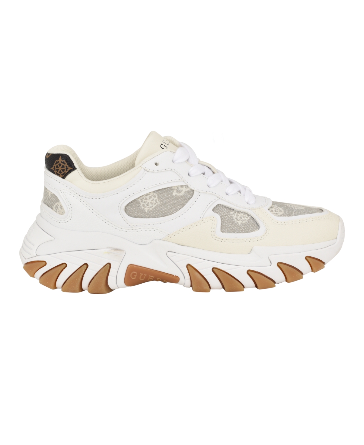 Guess Women's Norina Lace-Up Cat Claw Chunky Fashion Sneakers - Beige Logo Multi