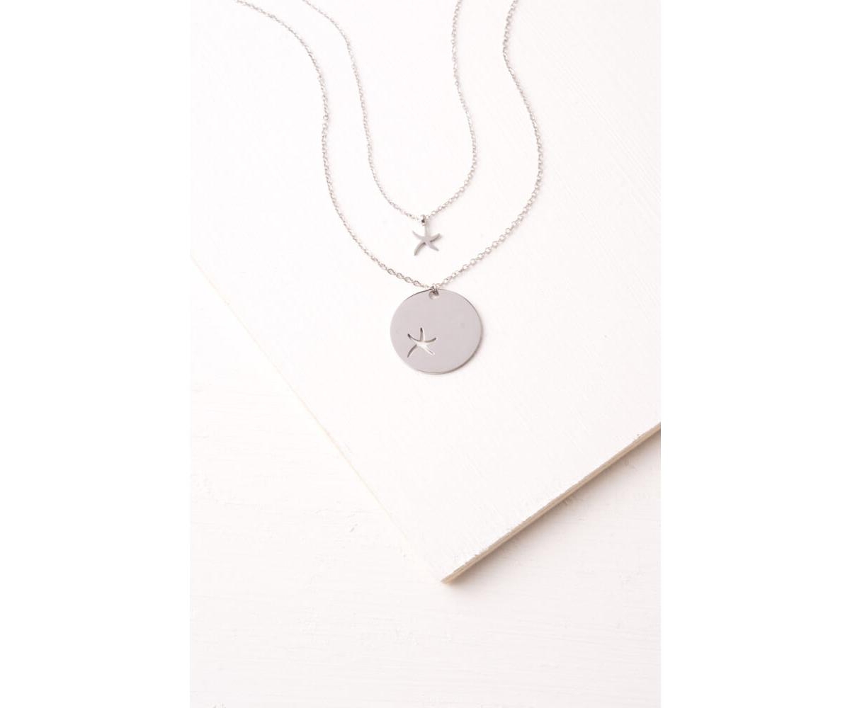 Community Silver Starfish Pendant Necklace Set - Silver
