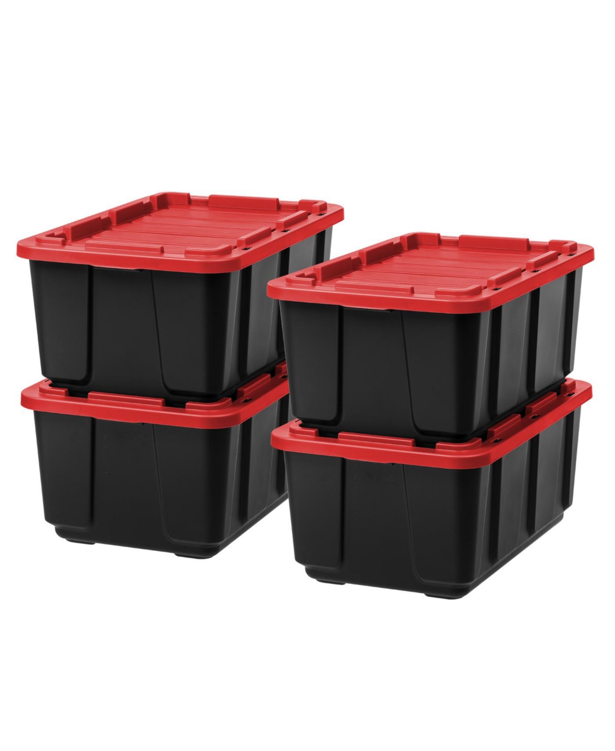 27Gal/108Qt 4 Pack Large Heavy-Duty Storage Plastic Bin Tote Organizing Container with Durable Lid, Black/Red - Black