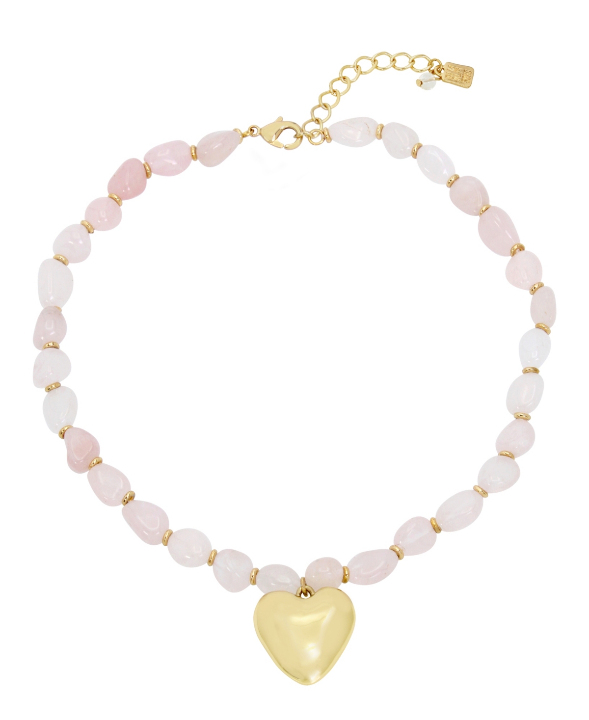 Rose Quartz Heart Pendant Necklace - Rose Quartz, Gold