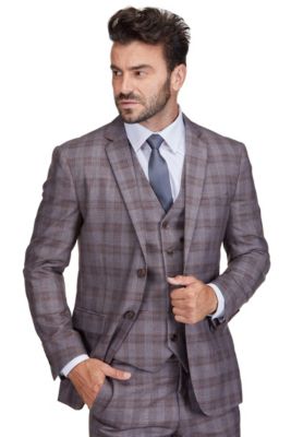 Men's 3-Piece Slim Fit Check Suit