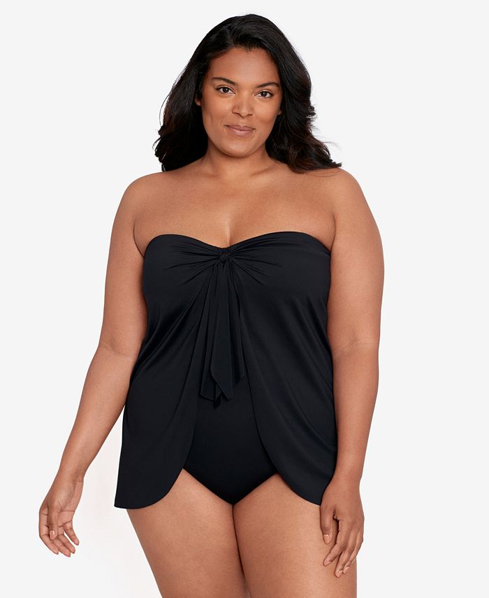 Swimsuits For All Women's Plus Size Cut Out Underwire One Piece Swimsuit 26  Black
