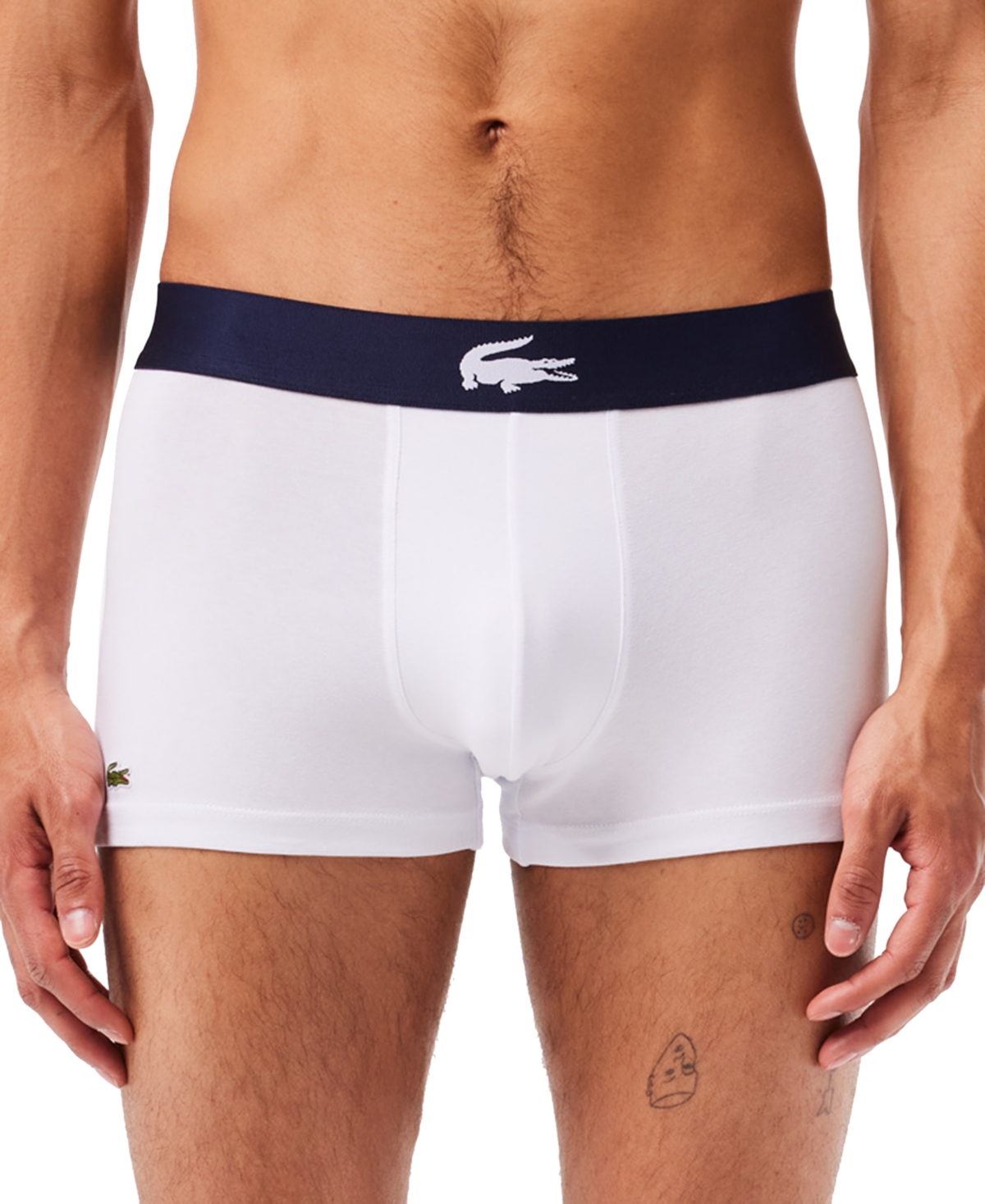 Lacoste Men's Casual Stretch Boxer Brief Set, 3 Pack - Thyme-Navy Blue - White