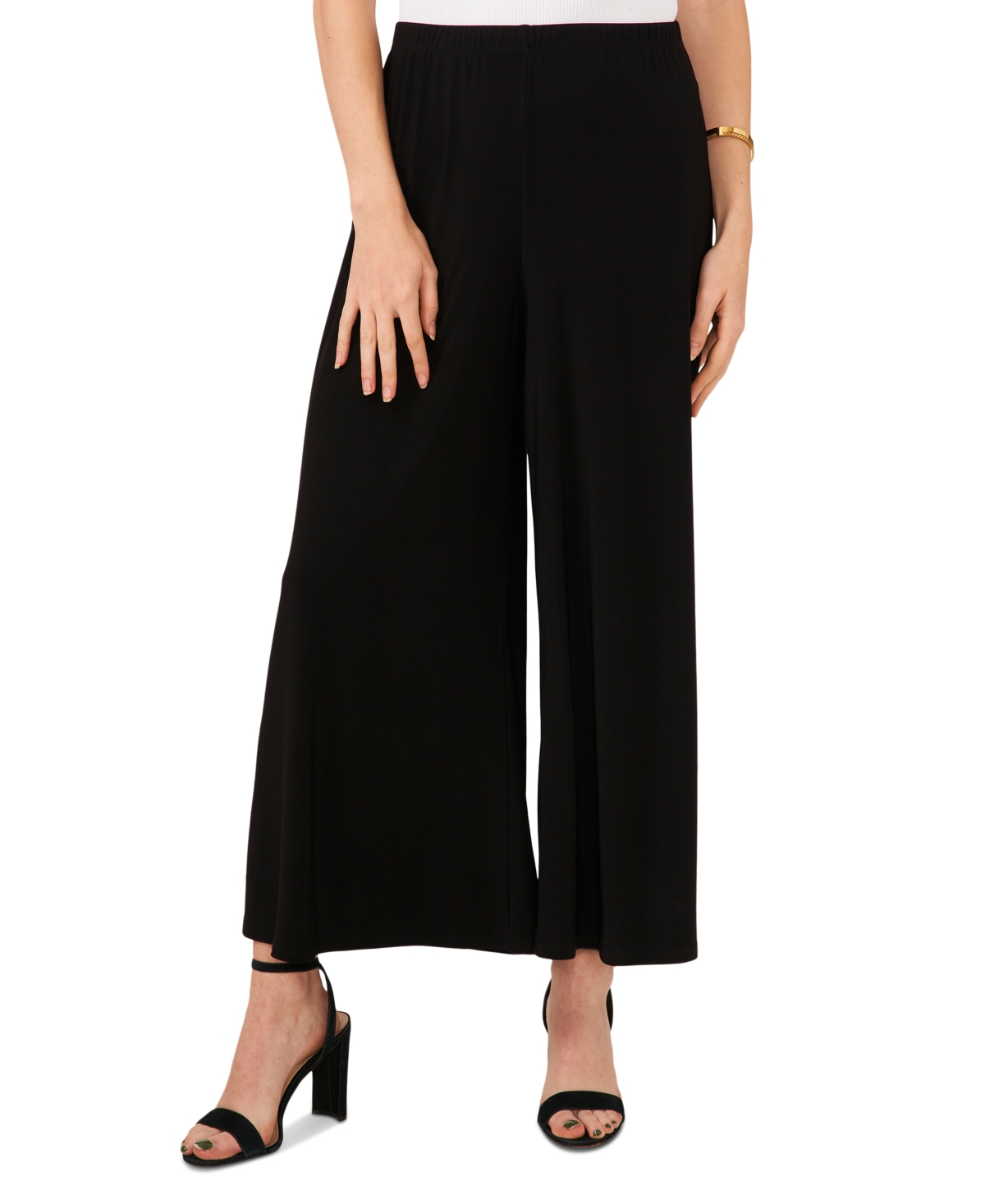 Petite High Rise Pull-On Wide-Leg Ankle Pants - Navy