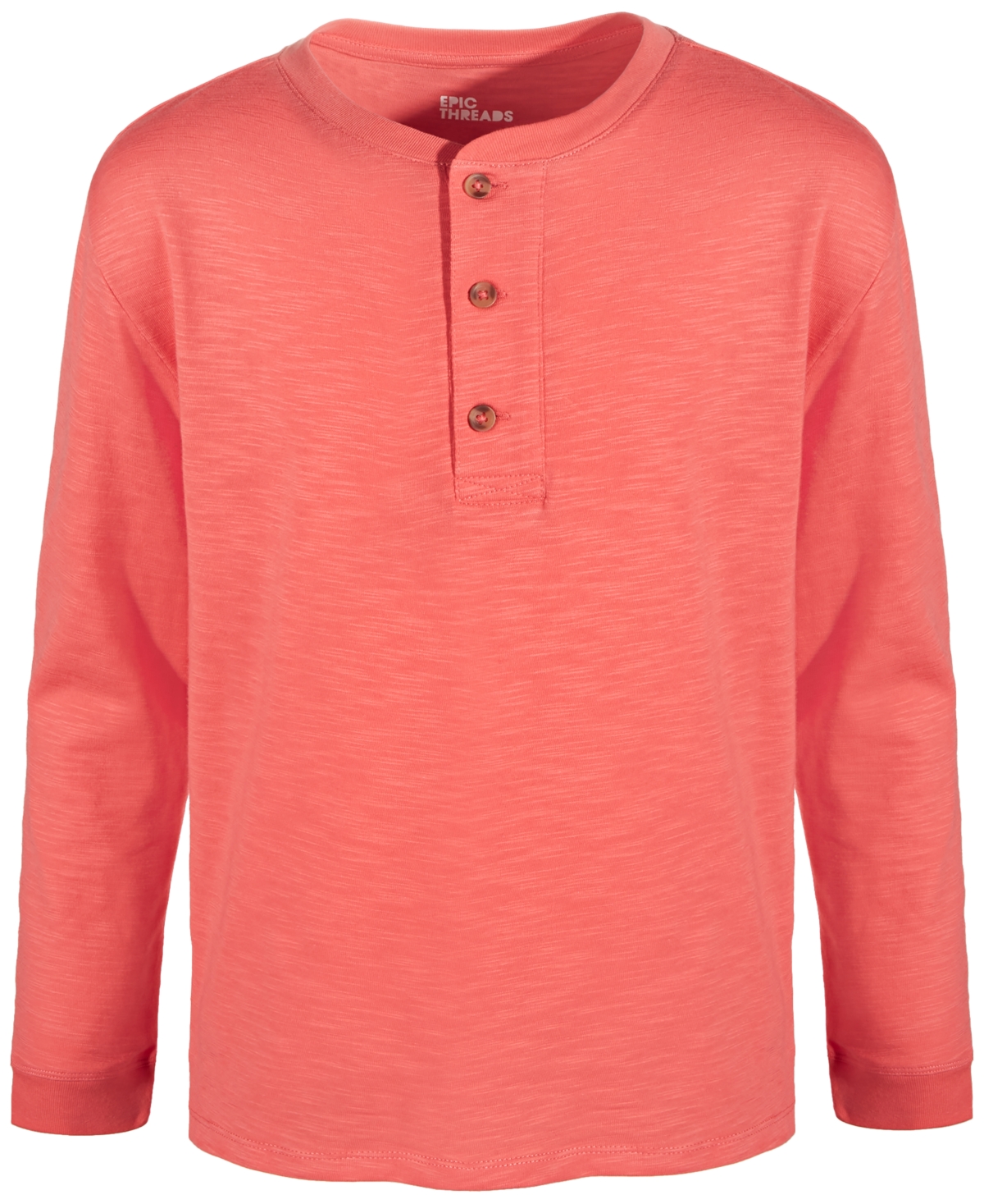 Shop Epic Threads Big Boys Solid Henley Shirt, Created For Macy's In Coral Salmon