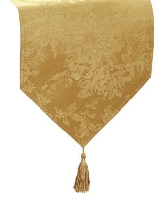 Poinsettia Elegance Jacquard Holiday Table Runner