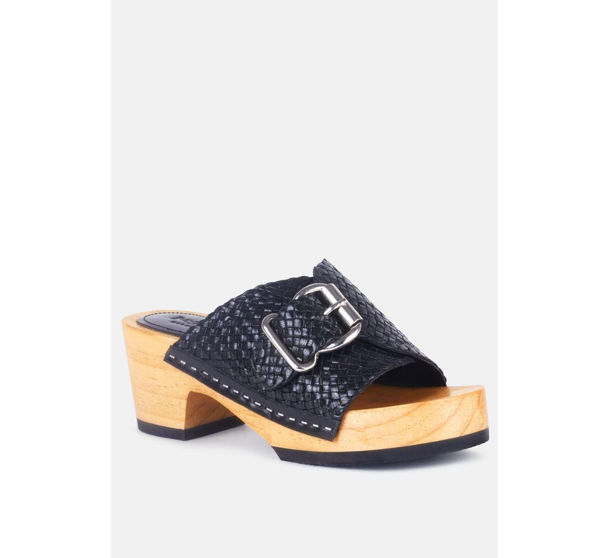 RAG & CO YORUBA WOMENS BRAIDED LEATHER BUCKLED SLIDE SANDALS