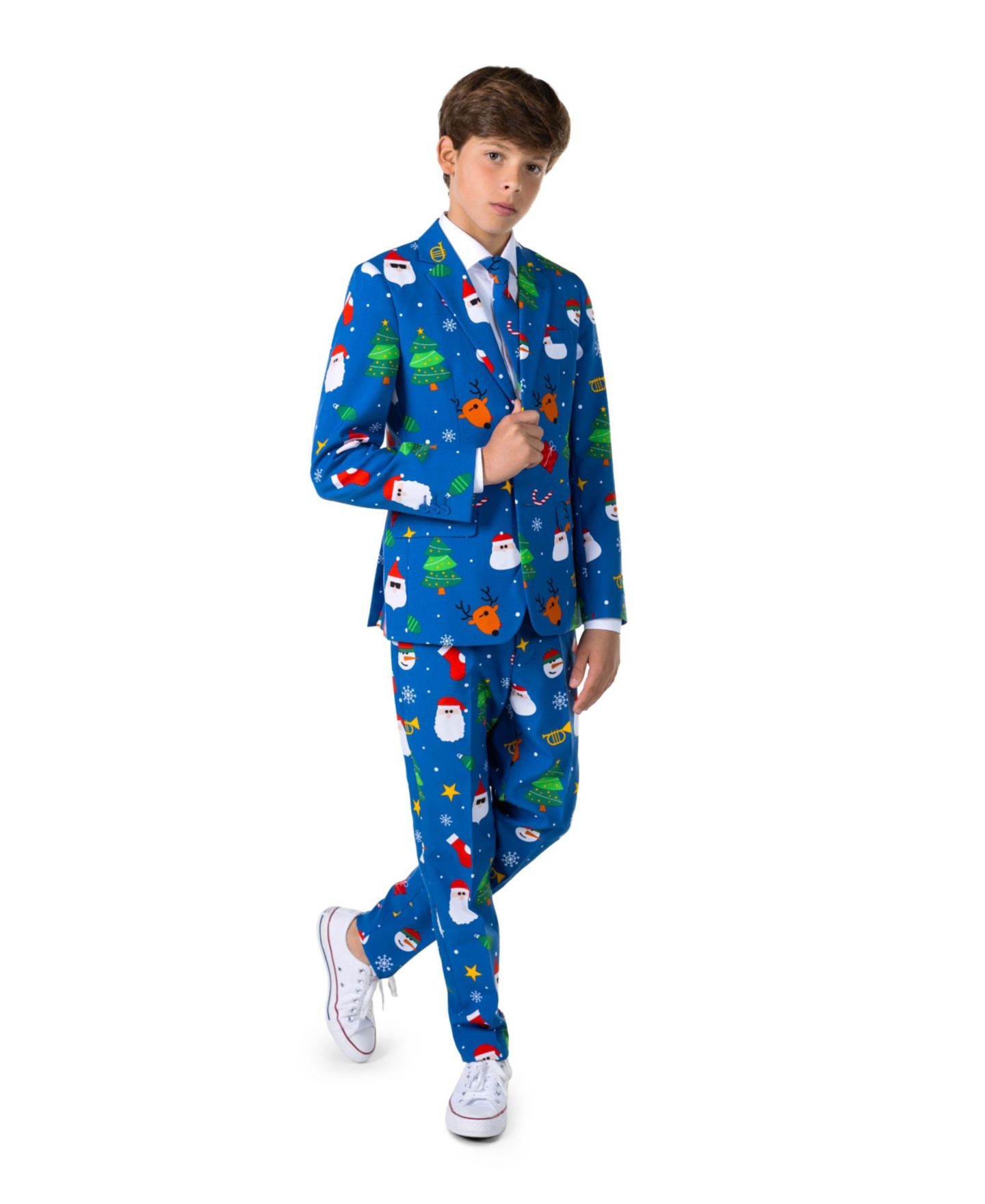 Детский рождественский костюм OppoSuits Festivity: пиджак, брюки и галстук на клипсе — фото 1