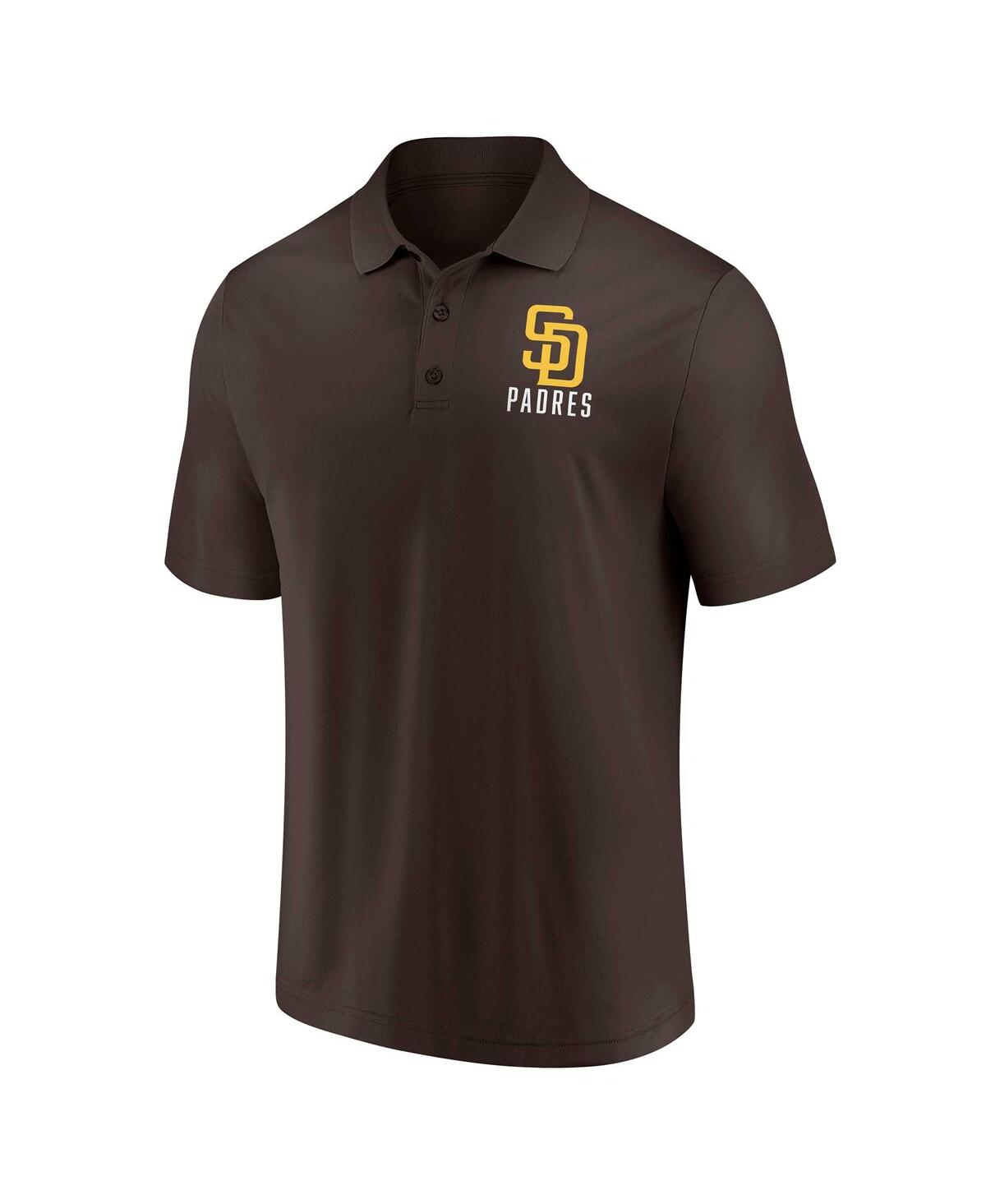 Shop Fanatics Men's  Brown, White San Diego Padres Two-pack Logo Lockup Polo Shirt Set In Brown,white