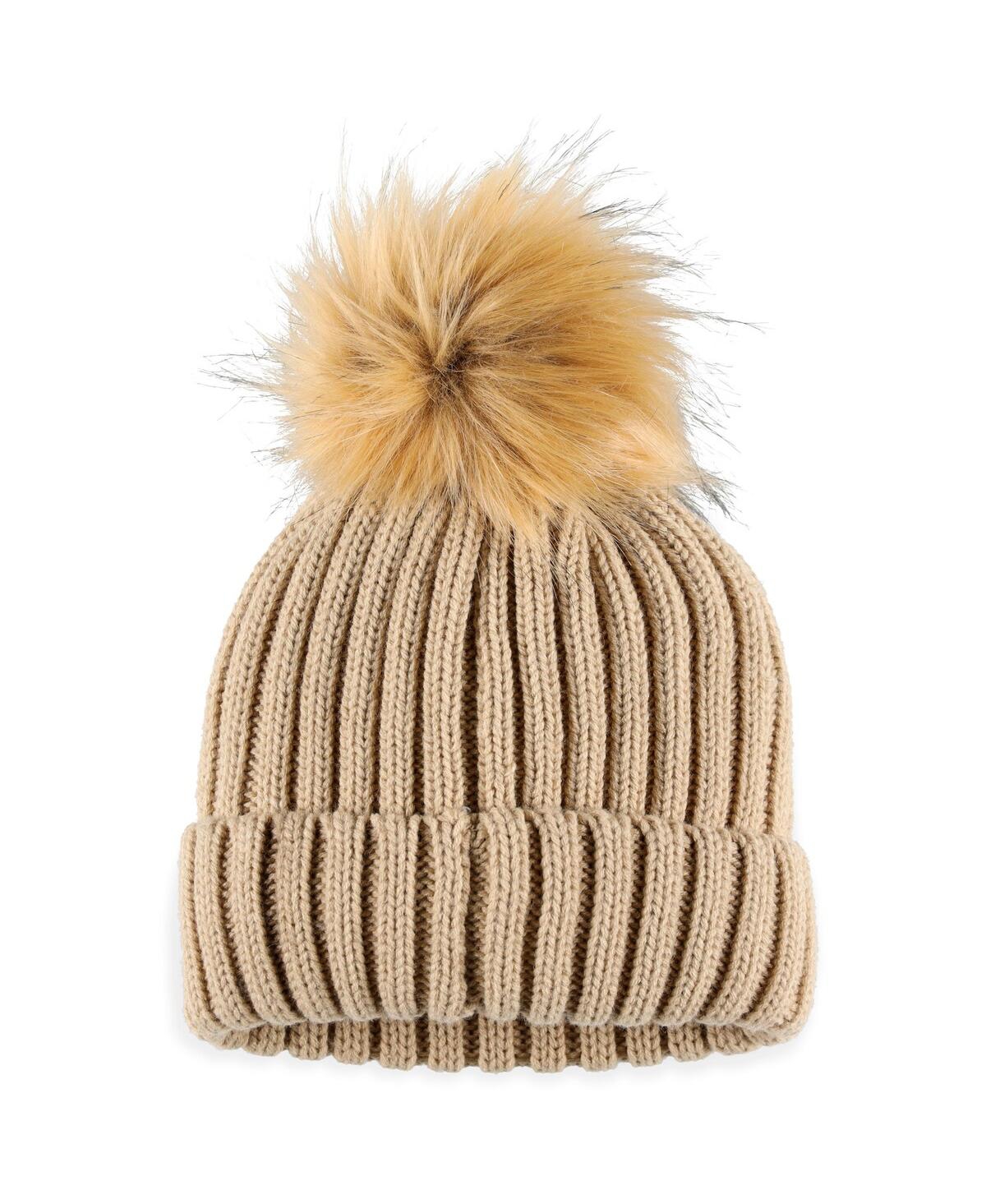 Shop Wear By Erin Andrews Women's  Natural Los Angeles Rams Neutral Cuffed Knit Hat With Pom