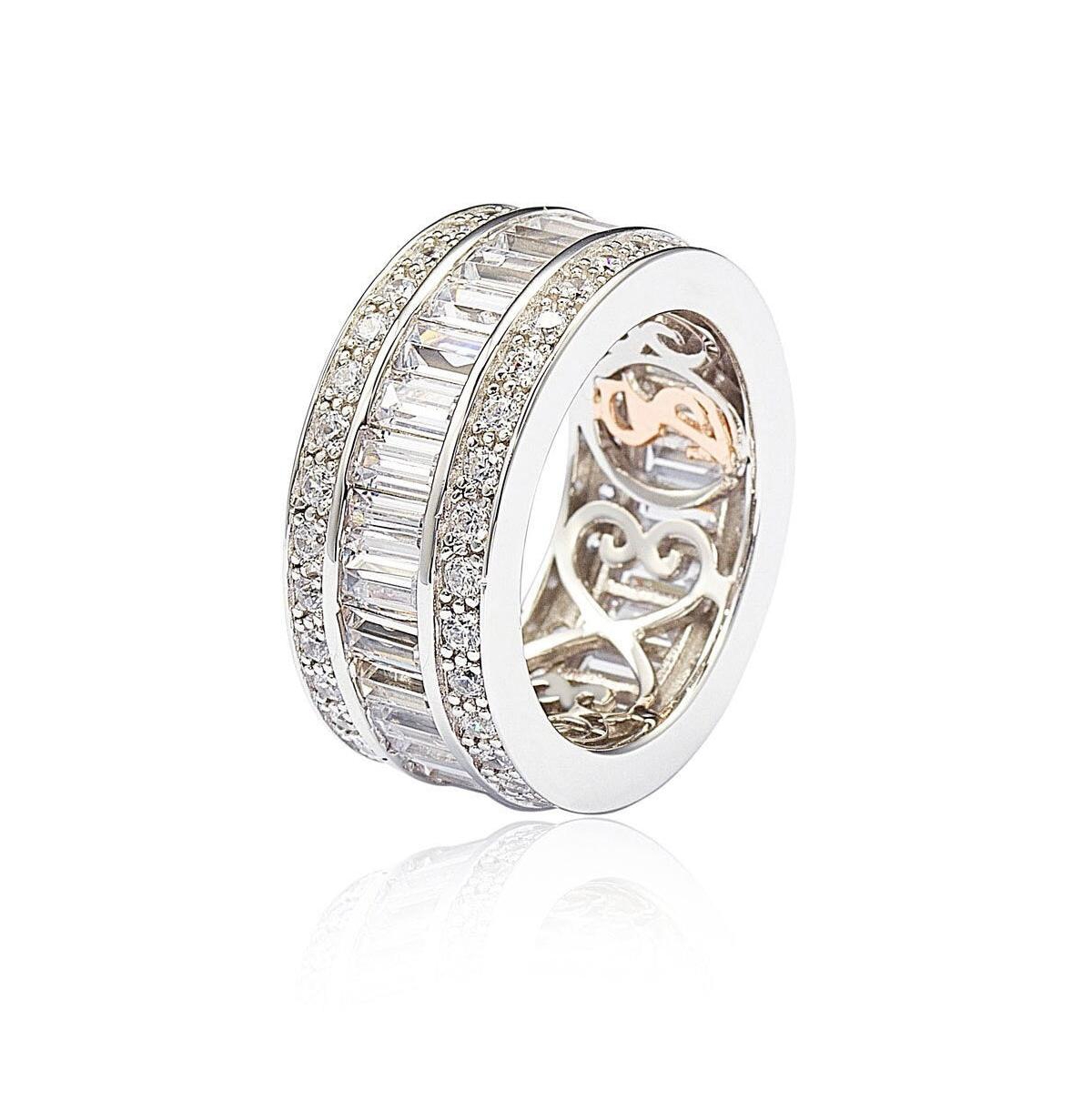 Suzy Levian New York Suzy Levian SterlingCubic Zirconia White Baguette Modern Eternity Band Ring - Silver