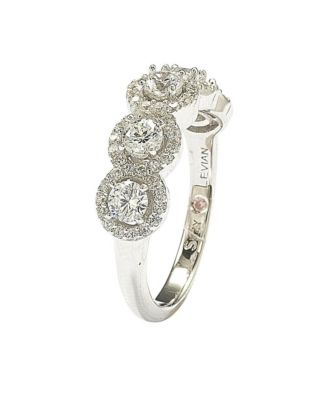 Suzy Levian Sterling Silver Cubic Zirconia 5-Stone Halo Ring