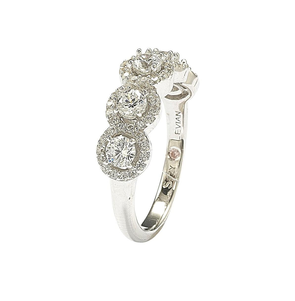Suzy Levian New York Suzy Levian Sterling Silver Cubic Zirconia 5-Stone Halo Ring