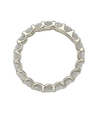 Suzy Levian Sterling Silver Oval U-Shape Cubic Zirconia Eternity Band