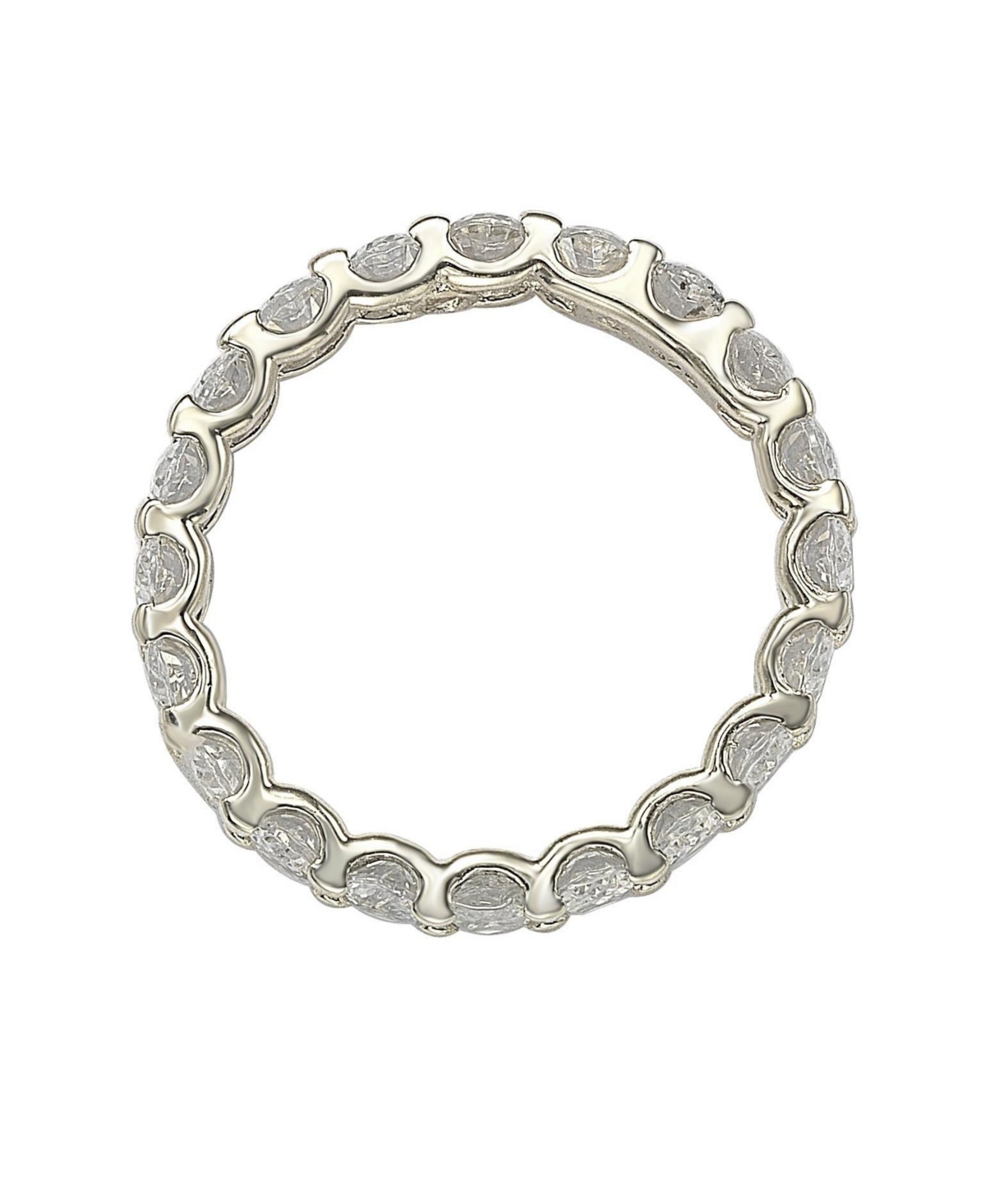 Suzy Levian New York Suzy Levian Sterling Silver Oval U-Shape Cubic Zirconia Eternity Band Ring