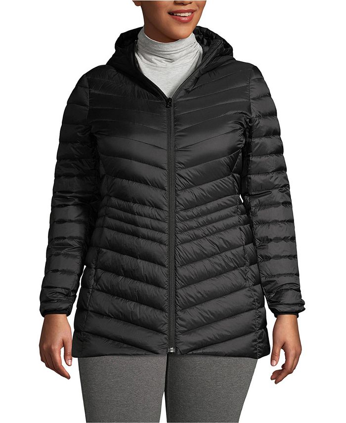 Lands' End Women's Plus Size Ultralight Packable Long Down Jacket Macy's