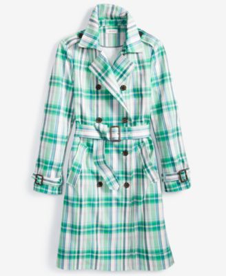 On 34th Women's Plaid Double-Breasted Trench Coat, Created for Macy's