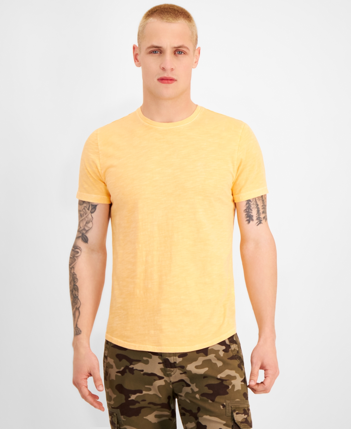 Sun + Stone Men's Sun Kissed Regular-fit Curved Hem T-shirt, Created For Macy's In Apricot Punch