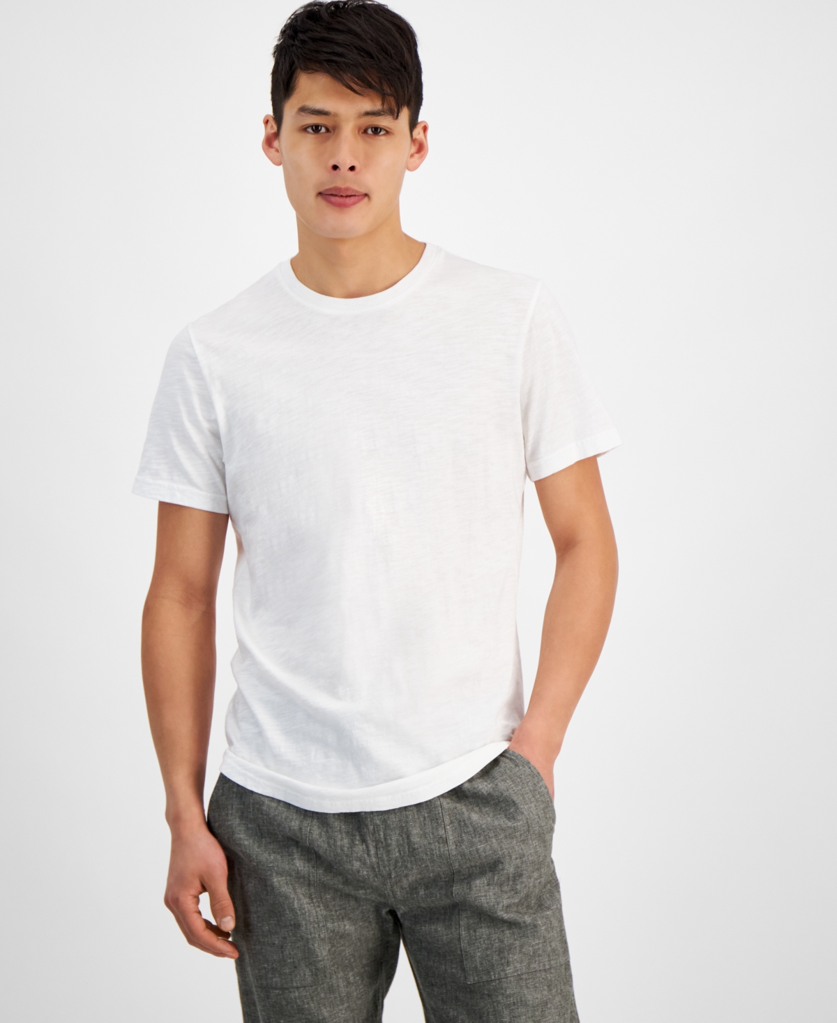 Sun + Stone Men's Sun Kissed Regular-fit Curved Hem T-shirt, Created For Macy's In Bright White