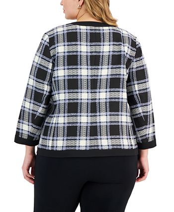 Kasper Plus Size Tweed Open Front Jacket - Macy's
