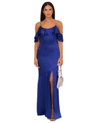 Adrianna by Adrianna Papell - Women's Liquid Satin Rhinestone-Strap Gown