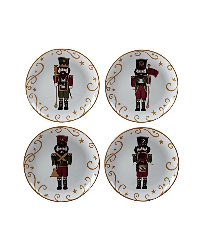 Certified International Holiday Magic Nutcracker 4 Piece Dessert Plate
