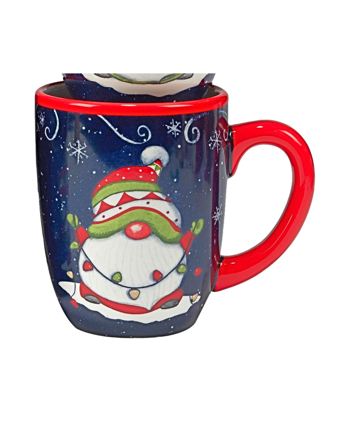 Holiday Magic Gnomes 4 Piece Mug Set - Red