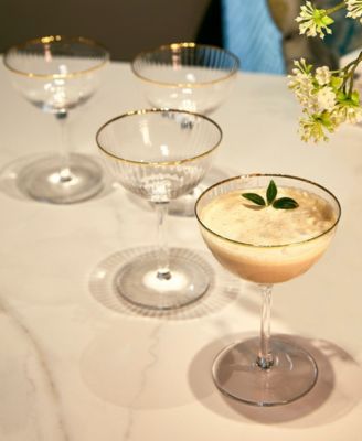 Gold Rim Coupe Glasses, Set of 4