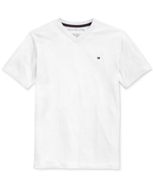 Shop Tommy Hilfiger Little Boys Embroidered Logo V-neck Tee In White