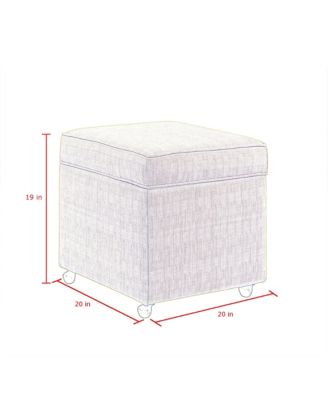 Laurie Linen Hidden Storage Castered Legs Ottoman
