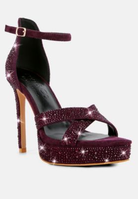 REGALIA Womens Rhinestone Embellished Stiletto Sandals