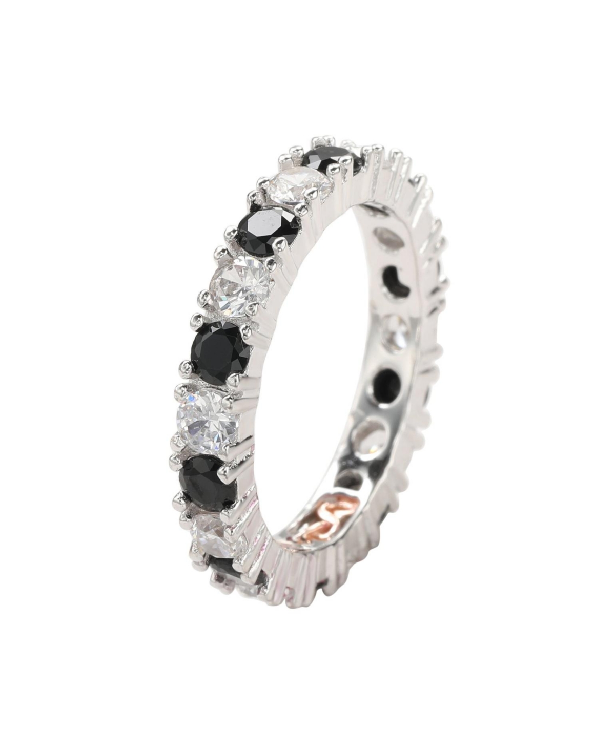 Suzy Levian New York Suzy Levian Sterling Silver Cubic Zirconia Alternating Stone Eternity Band Ring