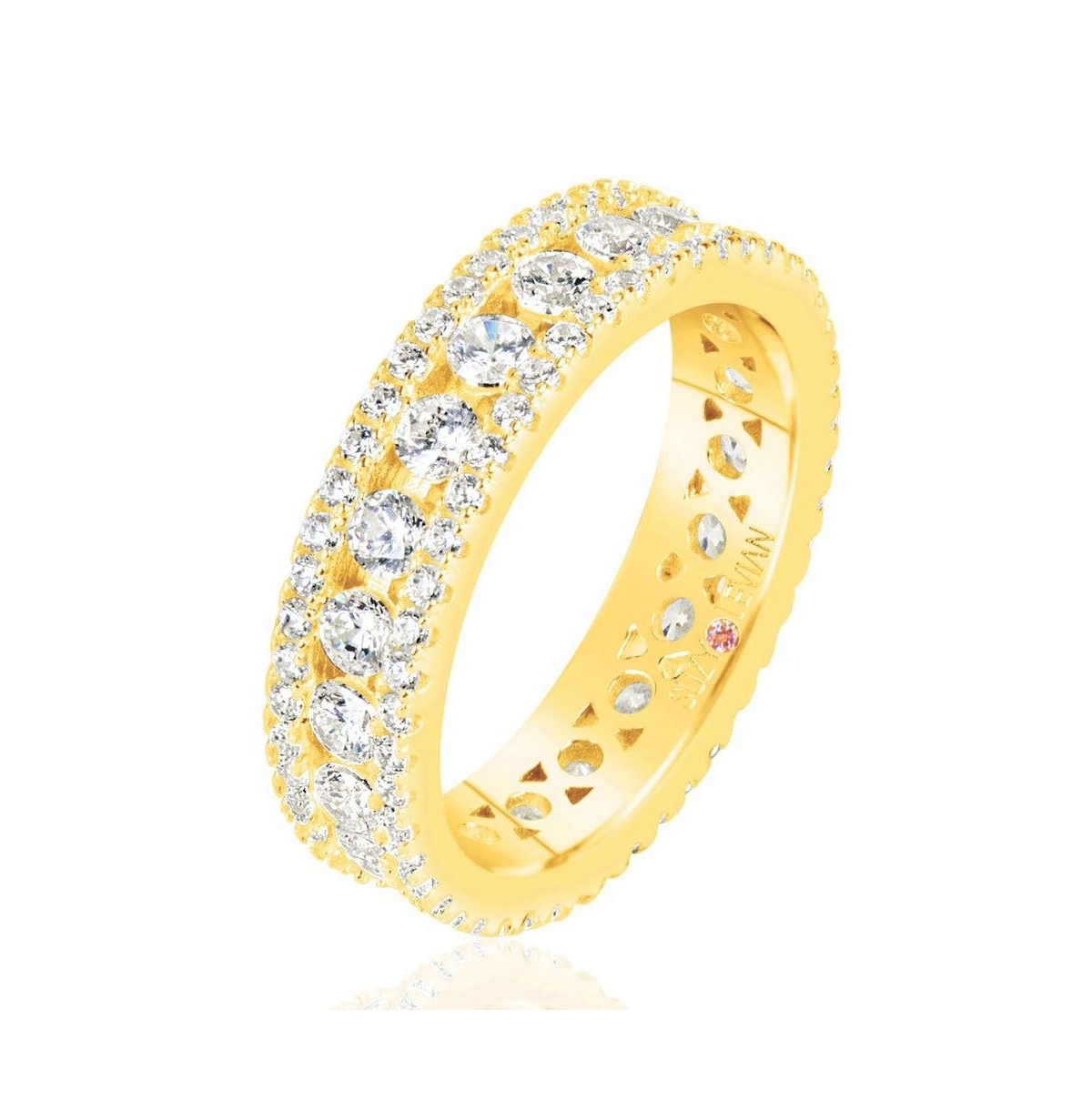 Suzy Levian New York Suzy Levian Sterling Silver Cubic Zirconia Three Row Modern Eternity Band Ring
