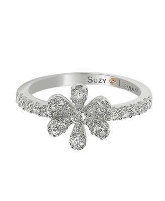 Suzy Levian Sterling Silver White Cubic Zirconia Flower Ring