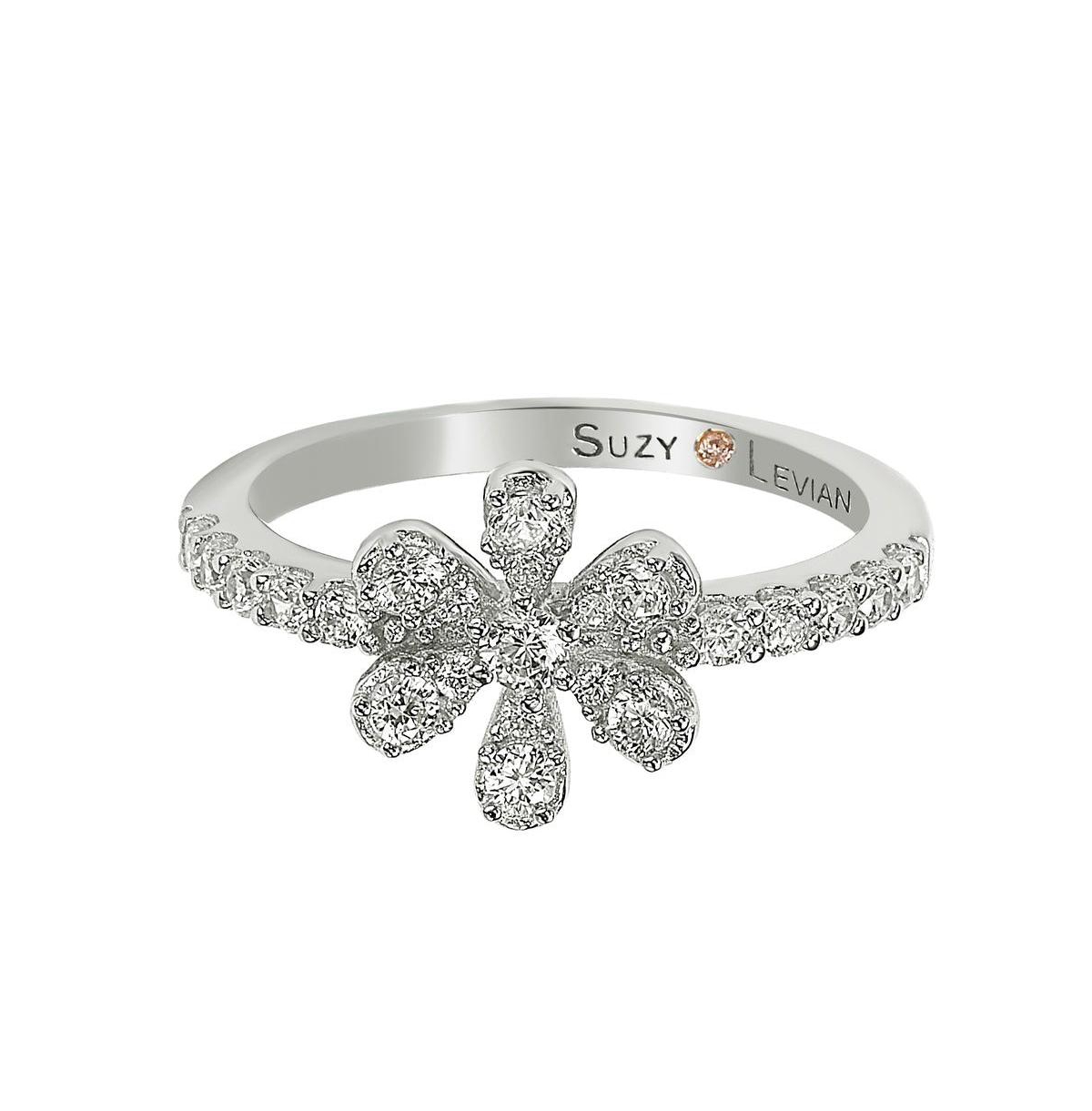 Suzy Levian New York Suzy Levian Sterling SilverCubic Zirconia Flower Ring - White