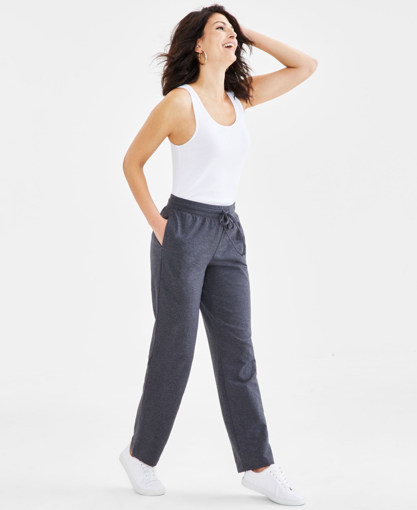 Женские брюки Style & Co Petite Mid-Rise Pull-On Pants, Petite & Petite Short, цвет: Угольный меланжевый — фото 3