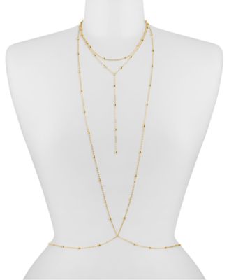 18k Gold-Plated Dainty Bead Layered Body Chain