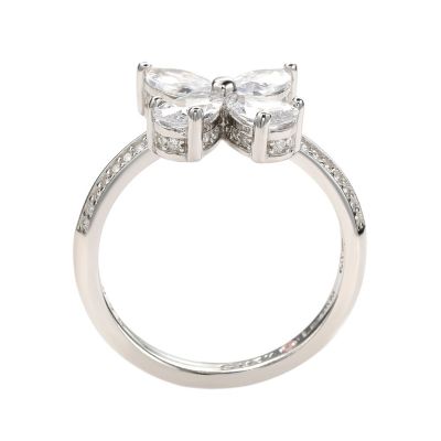 Suzy Levian Sterling Silver Cubic Zirconia Butterfly Ring