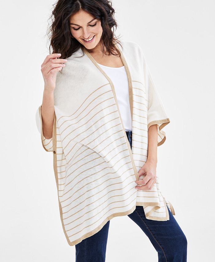 Style & Co Women's Striped Knit Ruana, Created for Macy's - Macy's