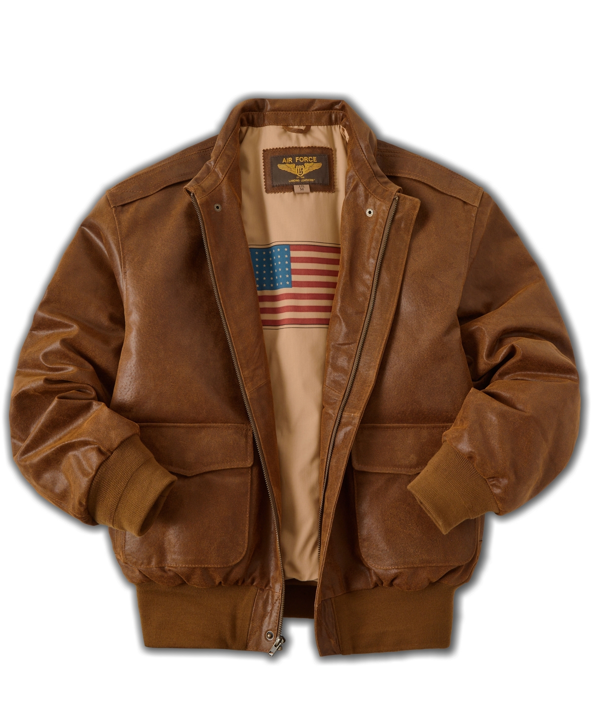 Men A-2 Distressed Leather Flight Bomber Jacket - Distressed tawny brown