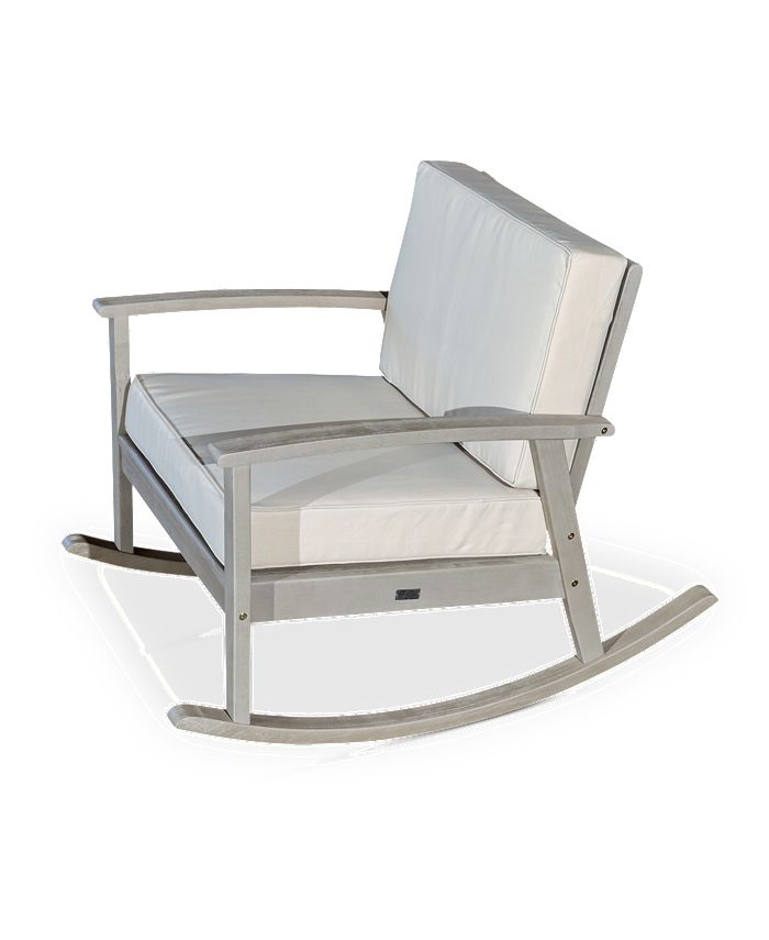 Simplie Fun Eucalyptus Rocking Chair with Cushions, Driftwood Gray