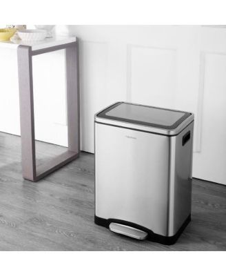 Elmo Rectangular Double Bucket Trash Can with Soft-Close Lid