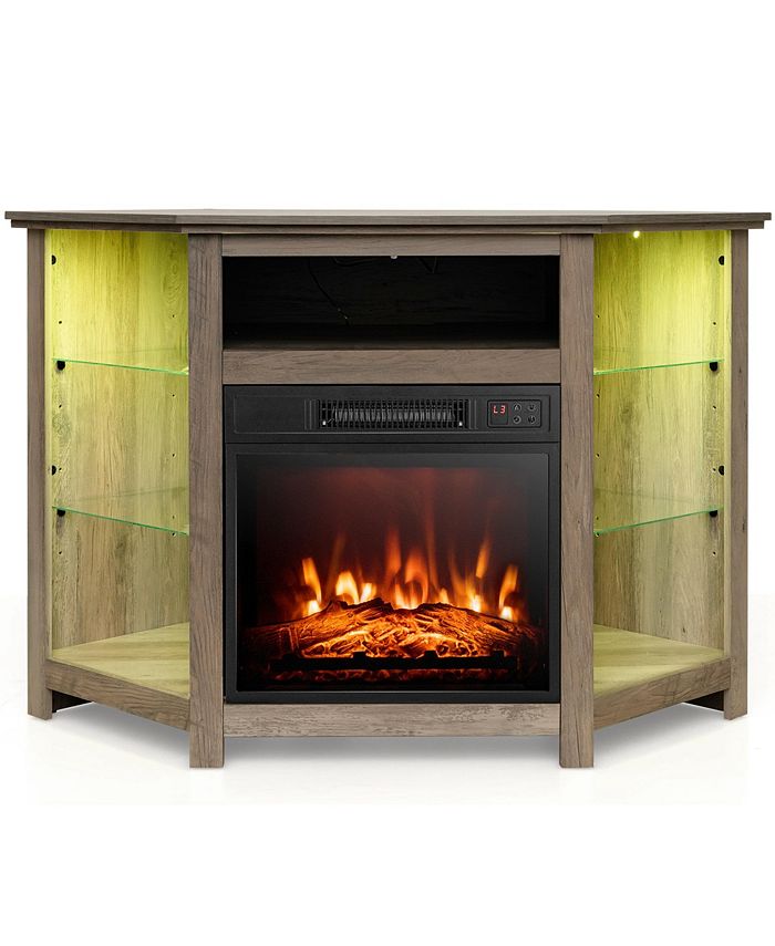 Costway Fireplace TV Stand with Led Lights & 18'' Electric Fireplace for Tvs up to 50'' Macy's