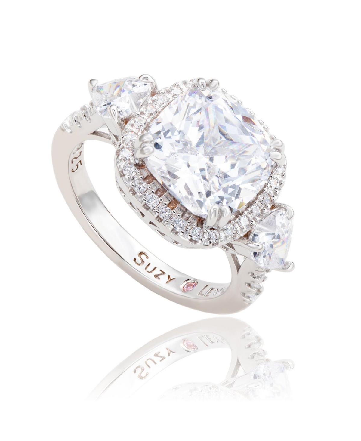 Suzy Levian New York Suzy Levian SterlingCushion Cut White Cubic Zirconia Halo Bridal Ring - Silver
