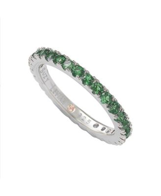 Suzy Levian Sterling Silver Thin Cubic Zirconia Eternity Band